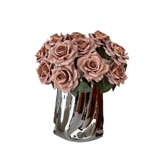 Bouquet de roses artificielles Cappuccino Rose, 3 têtes, fleurs en soie plastique, décoration de mariage et de maison - Product Image 5