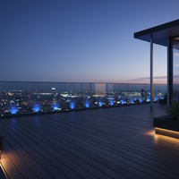 Rampe en verre trempé transparent avec bande LED moderne Aleader avec embout en verre 2205 pour piscine, balcon, escalier et utilisation en extérieur dans les centres commerciaux