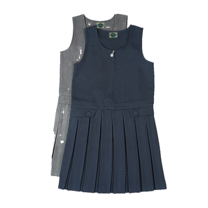 Uniforme Escolar para Niñas de Primaria, Diseño de Vestido Tipo Pinafore, Cierre Frontal con Cremallera, Sin Mangas, Poliéster/Algodón - Product Image 1