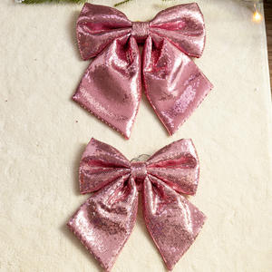 Grandi accessori di abbigliamento per decorazioni con fiocco di natale rosa in cotone con perla di paillettes eleganti con colori personalizzati caldo dolce - Product Image 6