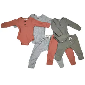 Kualitas tinggi bayi anak laki-laki anak perempuan kancing atasan Harem celana panjang anak-anak musim gugur kain kasa set pakaian piyama setelan