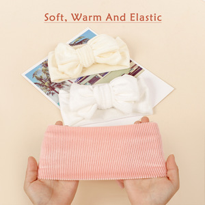 Bandeau pour bébés filles en coton velours côtelé, 16 couleurs, très doux, élastique, uni, avec joli nœud fait main, marque Lollipop, idéal comme cadeau - Product Image 3