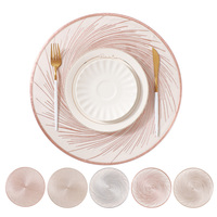 Best-seller Napperons ronds en PVC motif nuage de feux d'artifice avec estampage or Tapis de table et sous-verres antidérapants résistants à la chaleur
