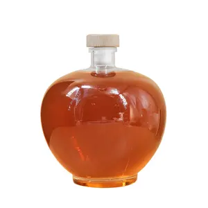 Botella de vidrio de 1300ml con forma de bola de tamaño grande para vino, whisky, vodka con corcho