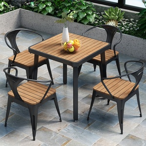 Ensemble de mobilier de jardin HYX en plastique et acier galvanisé pour terrasse et café extérieur, table et chaises HYX-1003ZX - Product Image 2