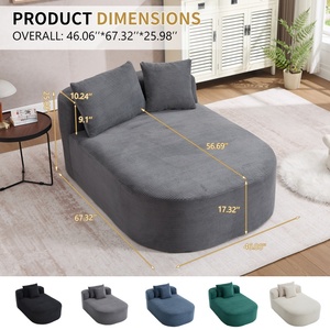 Chaise longue 67,5'' avec siège large de 46'', <span class=keywords><strong>canapé</strong></span>-<span class=keywords><strong>lit</strong></span> surdimensionné en velours côtelé pour intérieur, <span class=keywords><strong>canapé</strong></span> convertible unique extensible - Product Image 6