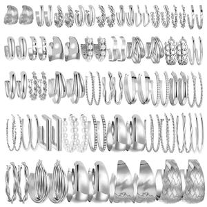 Nouvelles boucles <span class=keywords><strong>d</strong></span>'oreilles créoles tendance plaquées or, lot de 42 boucles <span class=keywords><strong>d</strong></span>'oreilles, accessoire de bijoux en perles, design élégant, boucles <span class=keywords><strong>d</strong></span>'oreilles de luxe pour femmes - Product Image 4