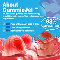 Gommes probiotiques pour adultes 50 milliards de UFC 11 souches Sans sucre Prébiotiques Supplément de fibres en gélules Favorise la santé digestive