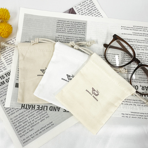 Bolsas de joyería de algodón Chevron con cordón de 10x12 cm con logotipo de marca personalizado para embalaje de regalo - Product Image 2