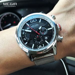 Reloj de Pulsera MEGIR 2110 para Hombre, Cronógrafo de Lujo con Correa de Cuero, Relojes Hombre de Cuarzo con Malla de Acero, Marca Original - Product Image 4