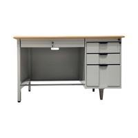 Table de travail en acier fonctionnelle au design simple, avec plusieurs tiroirs, bureau d'ordinateur en métal avec tiroirs