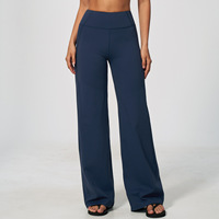 Celana Yoga Wide-Leg 5575 Pinggang Tinggi, Kontrol Perut, Angkat Bokong, Latihan Pilates, Legging Flare Elastis Tinggi dari Spandex/Nylon