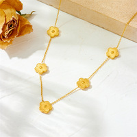 MIRADIA-Conjunto de joyas de flores de acero de titanio para mujer, collar de acero inoxidable que no se deslustra