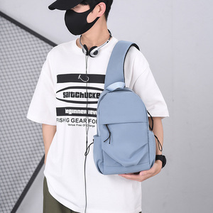 Sac à dos décontracté à bandoulière unique tendance pour hommes Sac à dos durable à fermeture éclair en nylon de couleur unie à la mode - Product Image 2