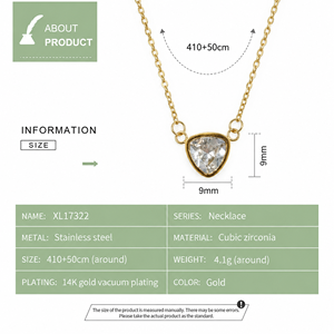 Collar de Piedra Triangular en Oro de 14K, Chapado al Vacío en Acero Inoxidable - Product Image 3