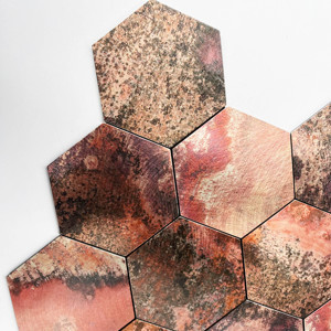 Ubin dinding logam desain segi enam Modern kustom kulit jeruk dan tongkat batu terlihat di dapur kamar mandi Backsplash ketebalan 4mm - Product Image 5