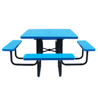 Camping commercial en plein air antique rétro métal carré table de pique-nique banc extérieur aire de jeux extérieur patio acier fer table de café