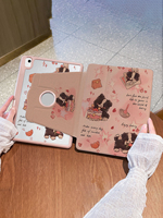 Étui pour iPad rotatif à trois volets personnalisable à 720 °, housse de tablette à motif de dessin animé mignon avec support pour stylo