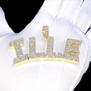 Luxe personnalisé 925 argent Sterling Moissanite nom collier plaqué or personnalisé glacé pendentifs diamant fin pendentifs breloques - Product Image 3