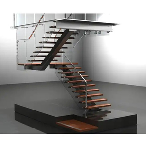 Escalier moderne <span class=keywords><strong>en</strong></span> acier inoxydable et bois de haute qualité avec garde-corps <span class=keywords><strong>en</strong></span> <span class=keywords><strong>verre</strong></span> Escaliers intérieurs droits flottants pour une utilisation <span class=keywords><strong>en</strong></span> villa - Product Image 6