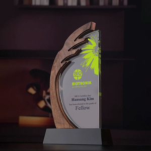 Trofeo de placa de premios de <span class=keywords><strong>cristal</strong></span> de madera popular con base negra - Product Image 2