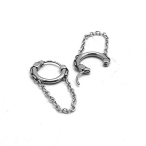 yunnique Hoop Earrings <b>Titanium</b> Steel <b>Chain</b> Design Unisex Fashion Drop Earrings Geometric Metal Style Fall 2024 - Product Image 2