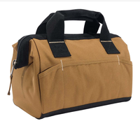 Sac à outils portable robuste sur site, en polyester résistant à l'eau, avec fermeture éclair, 15 poches, poids moyen, 13 pouces, marron