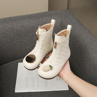 Bottes de princesse pour filles, bottes basses à fermeture éclair avant, bottes thermiques pour filles