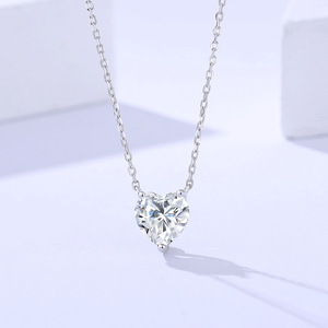 Collar con colgante de corazón romántico de Plata de Ley 925 de inspiración Coreana de lujo, diseño brillante de CZ, cadena de Eslabones en forma de corazón para - Product Image 1