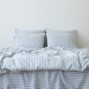 Tùy Chỉnh Sọc Mô Hình Bộ Đồ Giường Linen Đặt 4 Pcs Mềm Mại Cho Khách Sạn Nhà Tất Cả Các Mùa Làm Mát Cảm Thấy Vải - Product Image 4