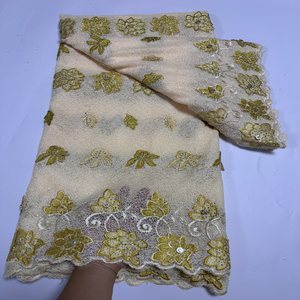 Tissu en dentelle brodée au laser de haute qualité, broderie florale violette, tissu pour robe avec strass, tissu haut de gamme pour vêtements féminins - Product Image 2