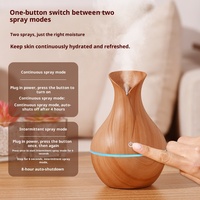 Diffuseur d'huiles essentielles portable mini 200 ml, humidificateur à grain de bois avec 9 couleurs d'éclairage d'ambiance nocturne
