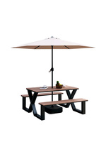 Set Meja dan Kursi Makan Terpadu untuk Luar Ruangan, Populer untuk Gazebo, Paviliun, Kedai Kopi dan Teh Susu, Halaman Santai, dan Taman