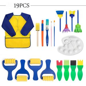 Set di Pittura con Spugna <span class=keywords><strong>per</strong></span> Bambini Bview Art 19 Pezzi - Kit Artistico Completo con Timbri in Spugna, Tavolozza e Grembiule <span class=keywords><strong>per</strong></span> Bambini Piccoli - Product Image 1