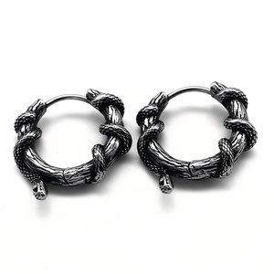 Pendientes de Titanio Estilo Punk Rock para Hombre y Mujer, Diseño Retro de Serpiente Enredada, Joyería de Moda Masculina - Product Image 1