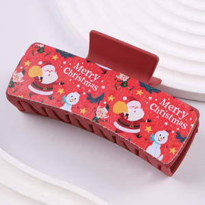 Pinces à cheveux en acrylique de Noël, pinces à cheveux mignonnes en forme de Père Noël et d'arbre, accessoires pour cheveux pour les fêtes - Product Image 4