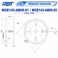 Ventilateur axial industriel AC W2E143-AB09-25 pour circulation d'air stable, équipement de ventilation CVC, pièce de rechange pour flux d'air de refroidissement