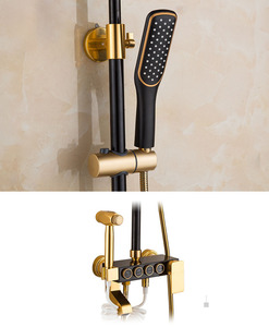 Ensemble <span class=keywords><strong>de</strong></span> douche 4 en <span class=keywords><strong>1</strong></span> Space Aluminium Black Gold Space Aluminium Hot and Cold avec <span class=keywords><strong>robinet</strong></span> Bidet Pomme <span class=keywords><strong>de</strong></span> douche à effet pluie - Product Image 5