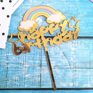 Décoration de <span class=keywords><strong>gâteau</strong></span> d'anniversaire, arc-en-ciel, <span class=keywords><strong>licorne</strong></span> arc-en-ciel, décoration de <span class=keywords><strong>gâteau</strong></span> acrylique pour enfants bébé - Product Image 3