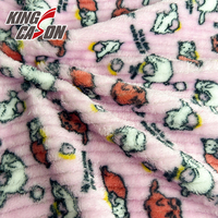 Kingcason – Nouvelle Tissu en Flanelle Imprimé Animaux de Dessin Animé Adorables avec Rayures sur les Deux Côtés pour Vêtements d'Enfants, Pyjamas, Couvertures et Coussins