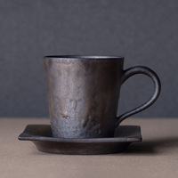 Tasse à café en céramique de style européen, tasse à poignée en or émaillé de haute qualité