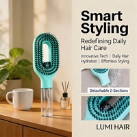 Peigne en plastique à dents souples réglable avec logo personnalisable pour massage du cuir chevelu en salon, durable et professionnel pour le lavage des cheveux