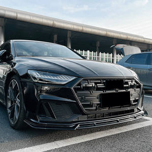 Audi A7 S7 C8 Front Bumper Lip Splitter Piano Black Carbon Fiber Texture ABS 2019+ Exterior Modification Part - Product Image 2