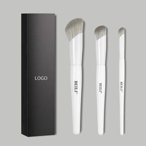 Juego de Tres Brochas de Maquillaje para Base, Corrector y Colorete, Color Personalizado, Logotipo Privado, Mango de Madera, Virola Metálica, Brocha de un Solo Color - Product Image 5