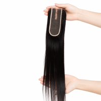 Cierre de Cabello Humano 6x2 con Encaje, Liso, Color Natural, Suave y Sedoso