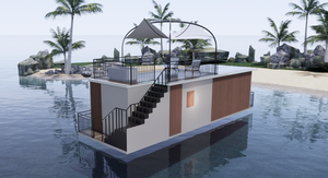 2026年新型高級水上キャビン（ヨット風）モーター搭載、環境に優しいアルミ製ヴィラ、リビングルーム、ジム付き - Product Image 2