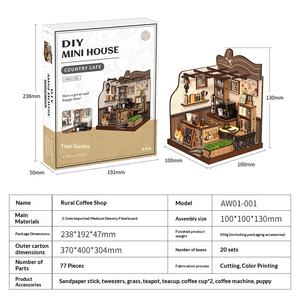 YUANGU Kits de puzzles en bois à assembler soi-même, thème Cabane, Loft, <span class=keywords><strong>Maison</strong></span> de café champêtre, avec fonction support de livres - Product Image 2