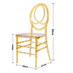 Grosir kursi bening akrilik Chiavari Resin kristal kuning emas tahan lama untuk taman luar ruangan acara pernikahan - Product Image 6