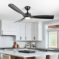Ventilateur de plafond LED moderne de luxe à 3 pales de 52 pouces avec éclairage et application, 3 couleurs réglables, en ABS, grande taille, à courant continu - Offre Spéciale