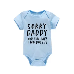 0-18M क्षमा करें डैडी आप पता है दो Bosses प्रिंट मजेदार नवजात शिशु कपास Romper शिशु Bebe लड़का लड़कियों लघु आस्तीन Jumpsuit